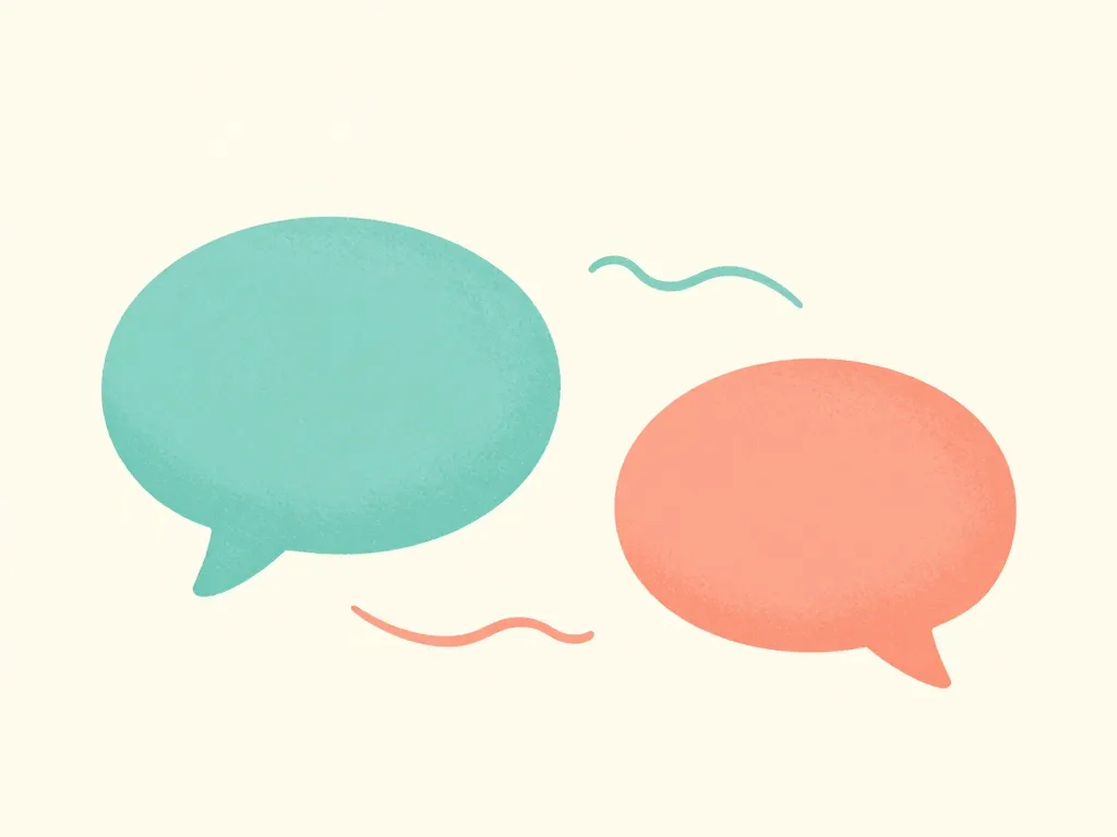 Illustration of two connected speech bubbles representing active listening between co-parents