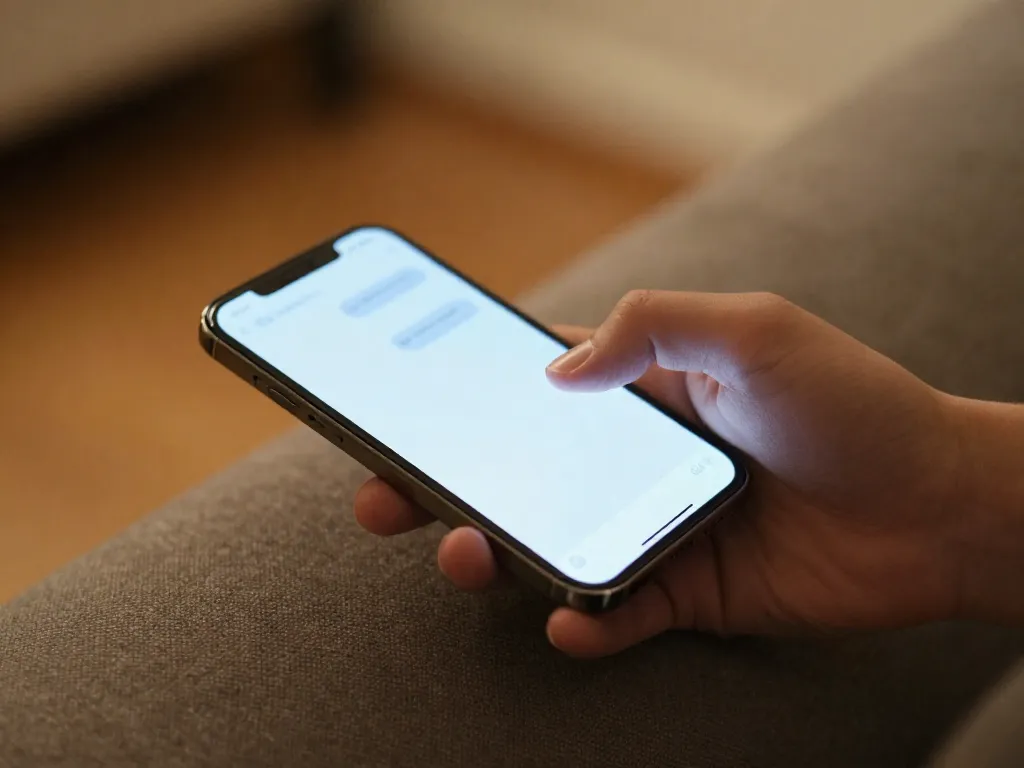 A co-parent pausing before responding to a text message on their phone