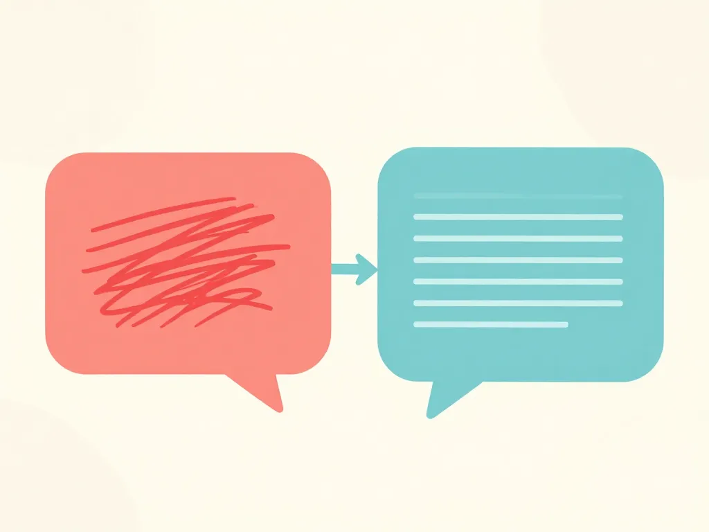 Illustration showing a hostile message being redirected into a calm, structured response