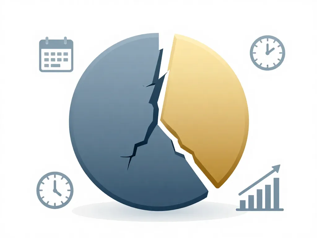 Illustration of a cracking equity pie chart representing how co-founder equity splits can become a source of tension over time