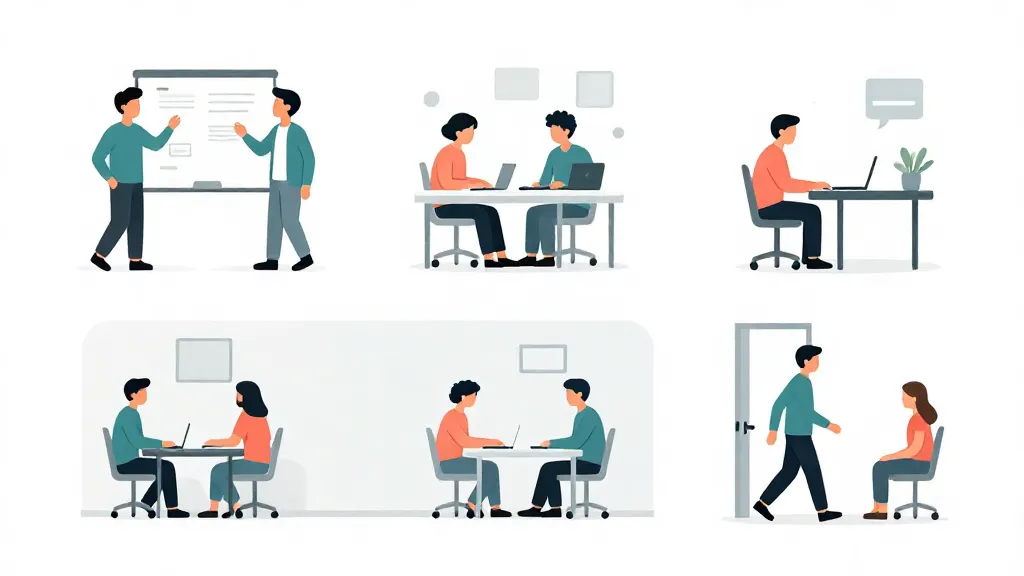 Four-panel illustration showing the progressive stages of a co-founder breakup from collaboration to separation