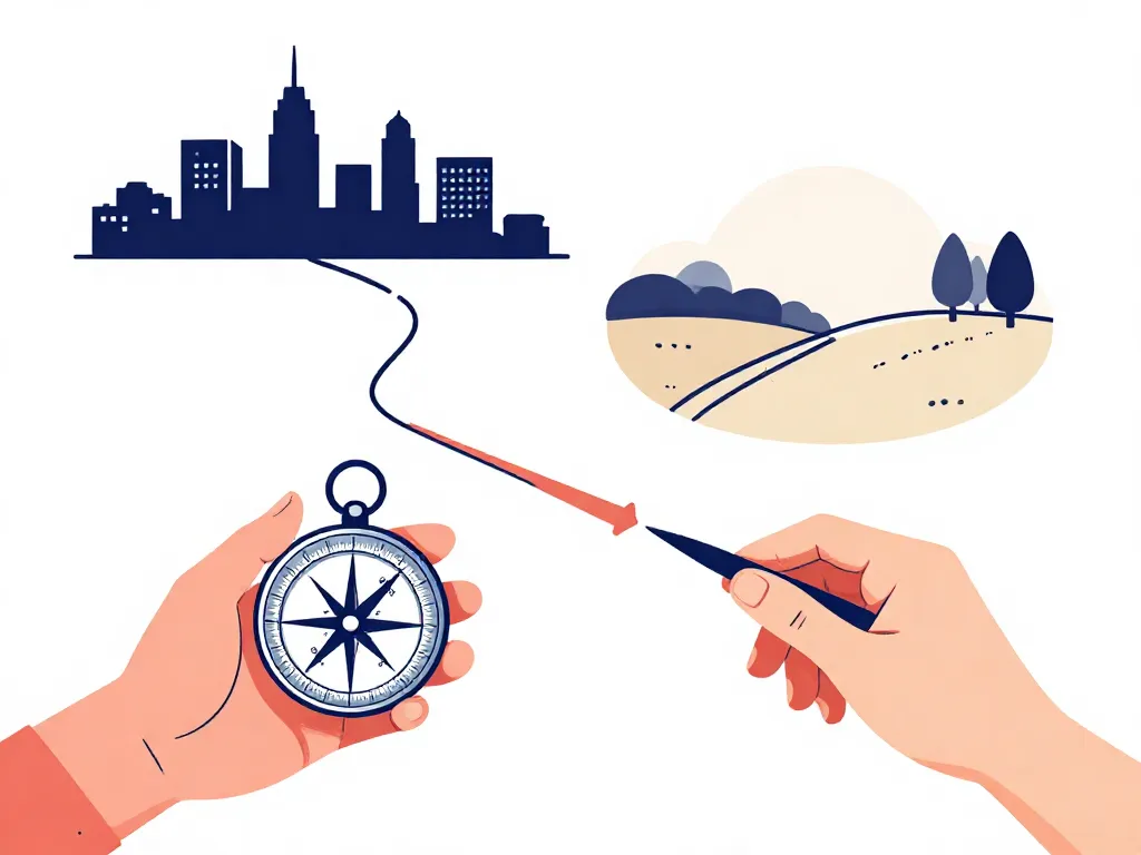 Illustration of two hands pulling a compass in opposite directions, representing co-founder vision misalignment