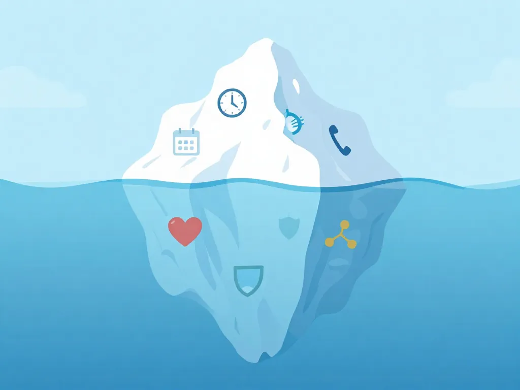 Iceberg illustration showing surface-level co-parenting positions above water and deeper emotional interests below