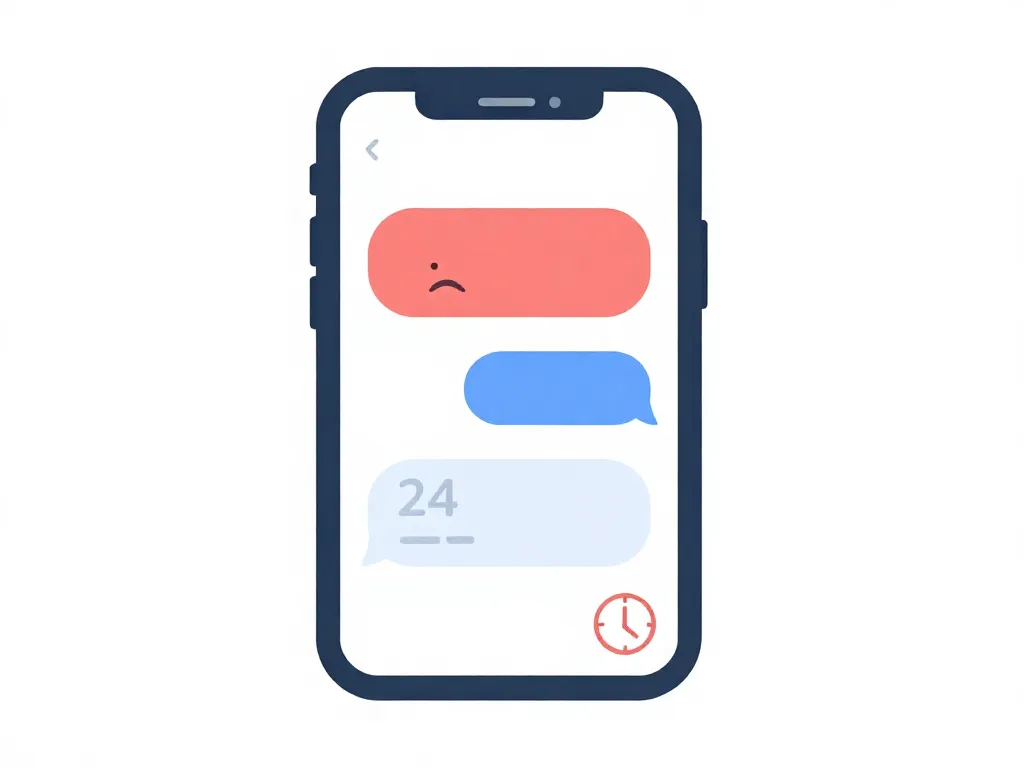 Illustration of a smartphone showing the concept of pausing 24 hours before responding to a co-parenting message