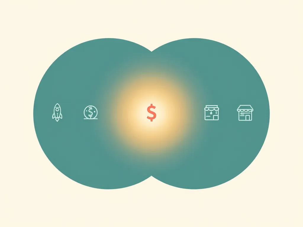Illustration of two overlapping circles representing cofounder alignment on vision and goals