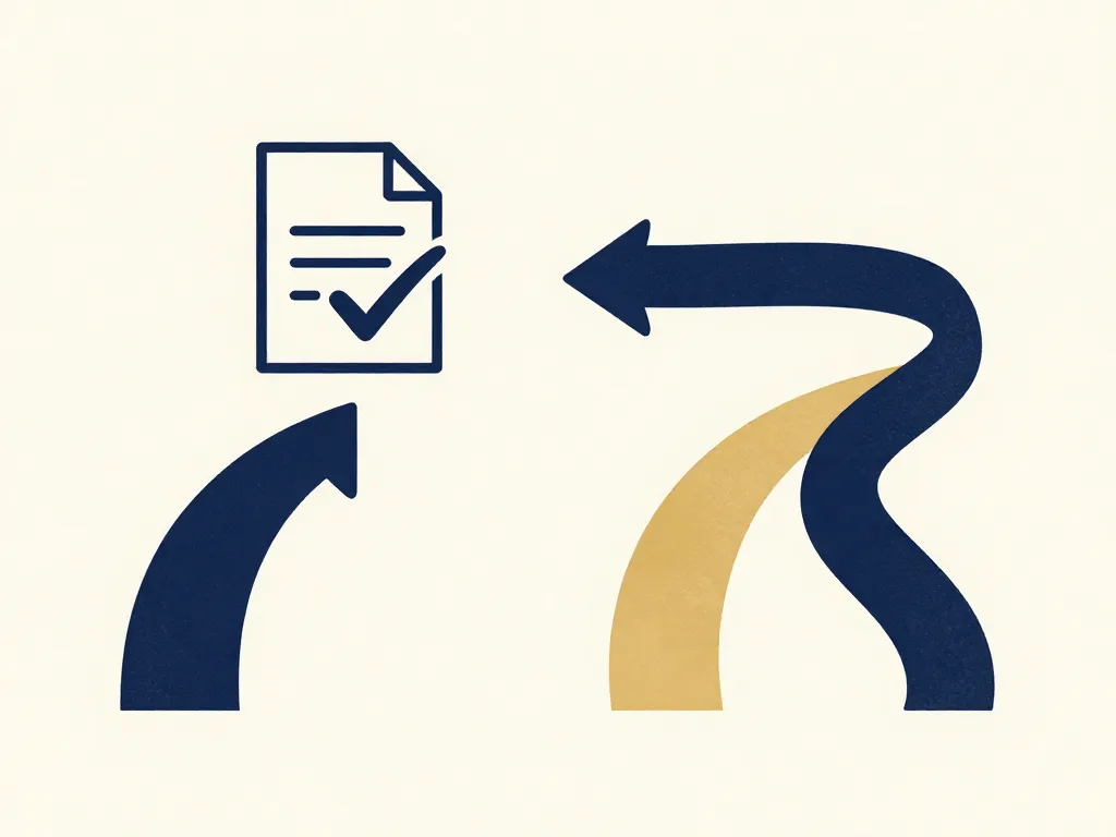 Illustration of two diverging paths symbolizing the choice between learning from a cofounder breakup or repeating the same patterns