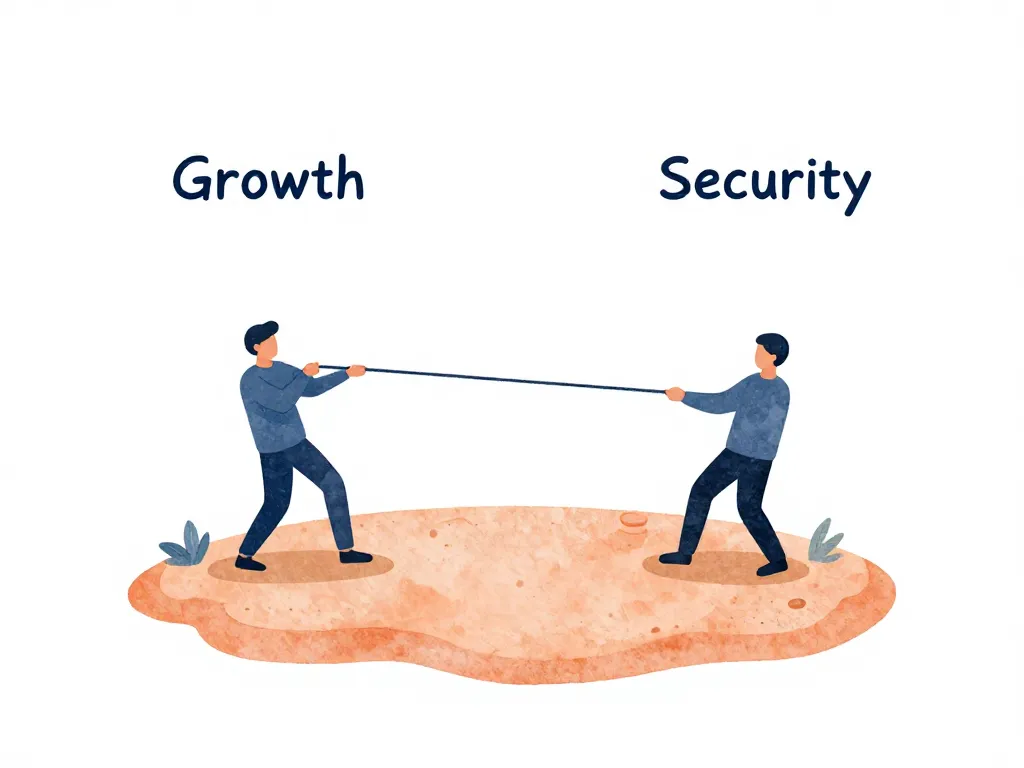 Illustration of two cofounders pulling in opposite directions, representing conflicting priorities around equity and fairness in a startup