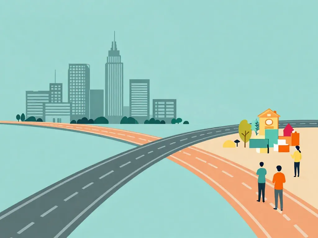 Illustration of two paths diverging from the same origin, representing cofounders with incompatible visions for their company