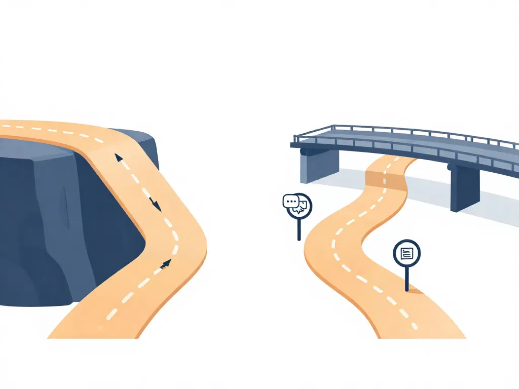 Illustration comparing the fast path to cofounder commitment versus the structured dating phase path with alignment checkpoints