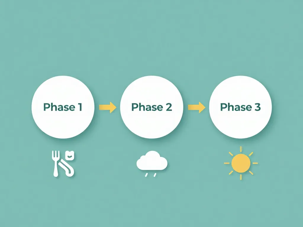 A three-phase diagram showing the career transition stages dual career couples face: first decision, resentment reckoning, and reinvention