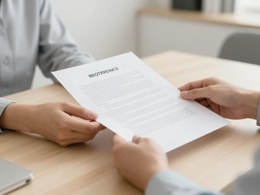 Two people reviewing a written coparenting agreement together at a table, suggesting constructive collaboration