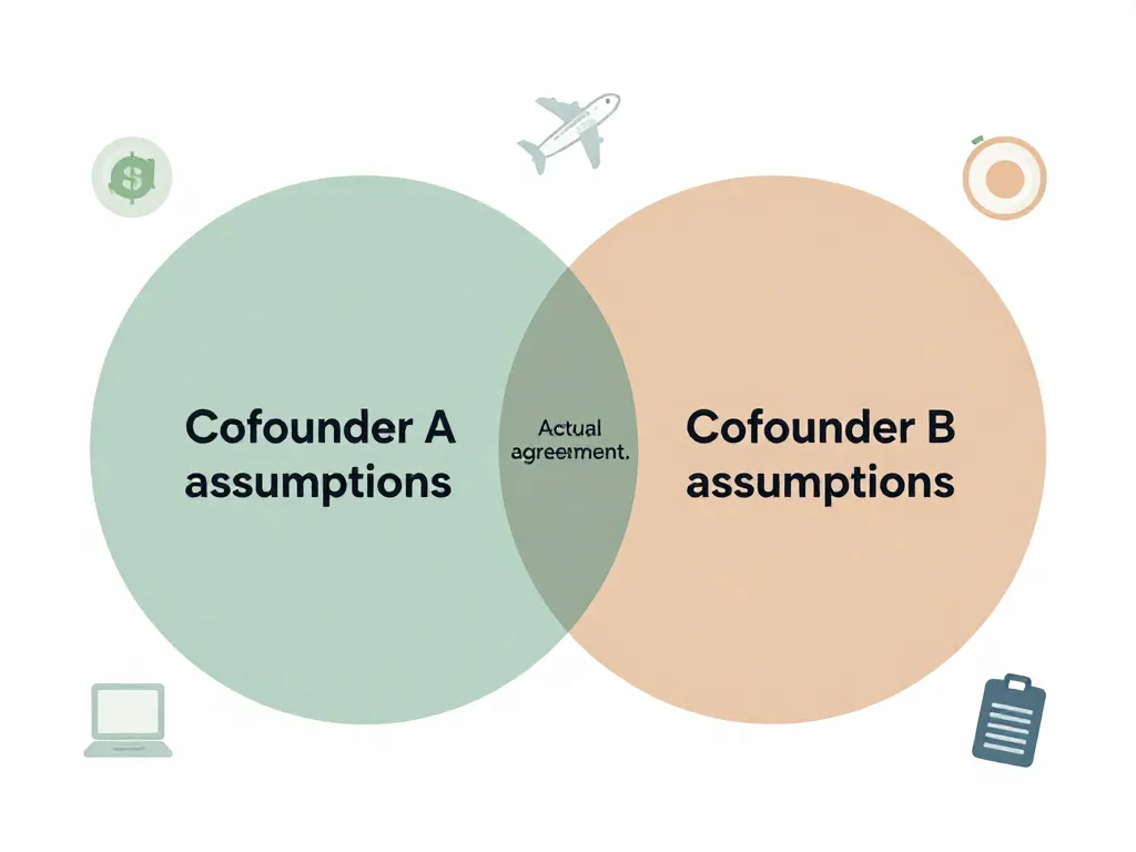 Venn diagram illustration showing the small overlap between two cofounders unspoken spending assumptions