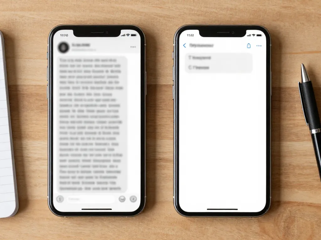 Two phone screens side by side comparing a long hostile message with a short, calm BIFF response