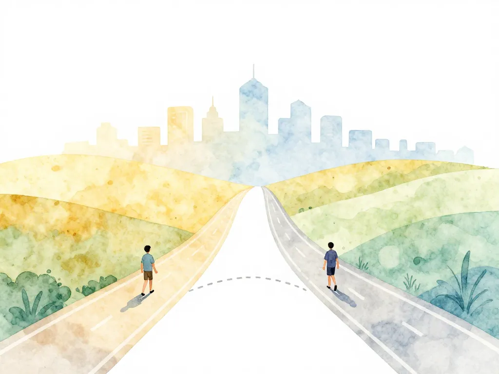 Illustration of two paths diverging symbolizing cofounders parting ways amicably