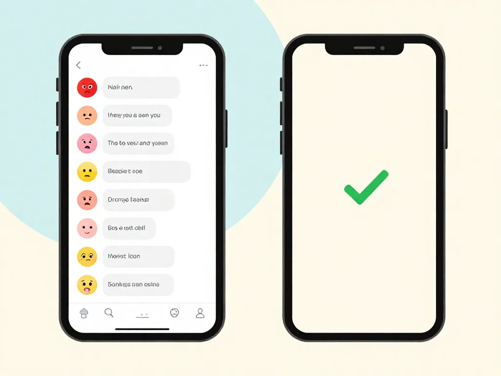 Illustration comparing an emotional text message to a calm BIFF-method co-parenting message