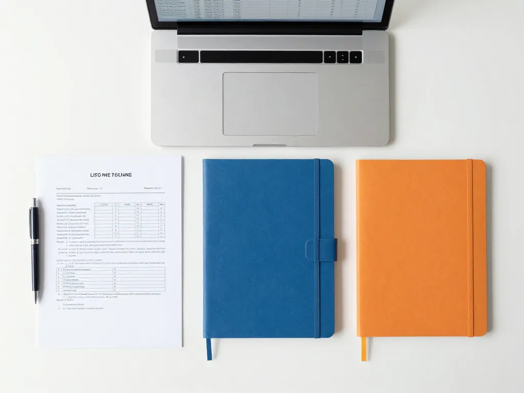 Overhead view of a desk with legal documents, equity spreadsheets, and two separate notebooks representing cofounder separation planning