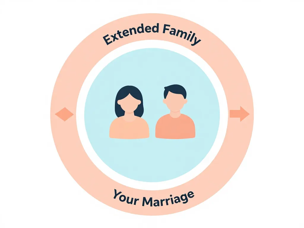 Illustration of concentric circles showing the marriage at the center with boundaries extending outward toward extended family