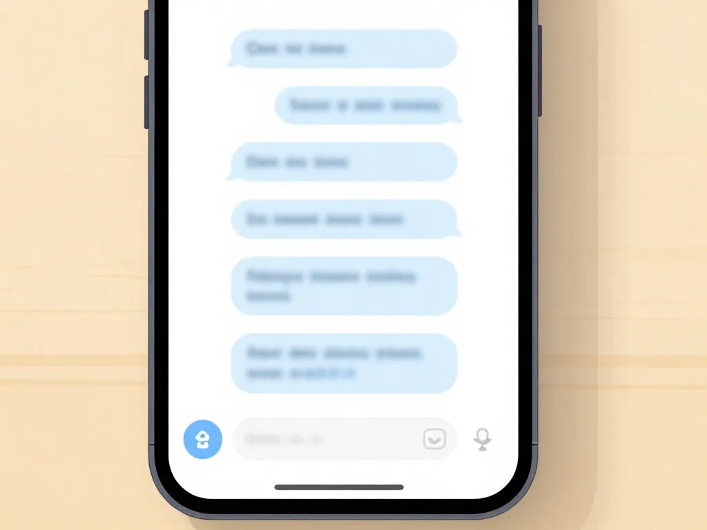 Illustration of a smartphone showing a calm co-parenting text conversation, representing respectful written communication between co-parents