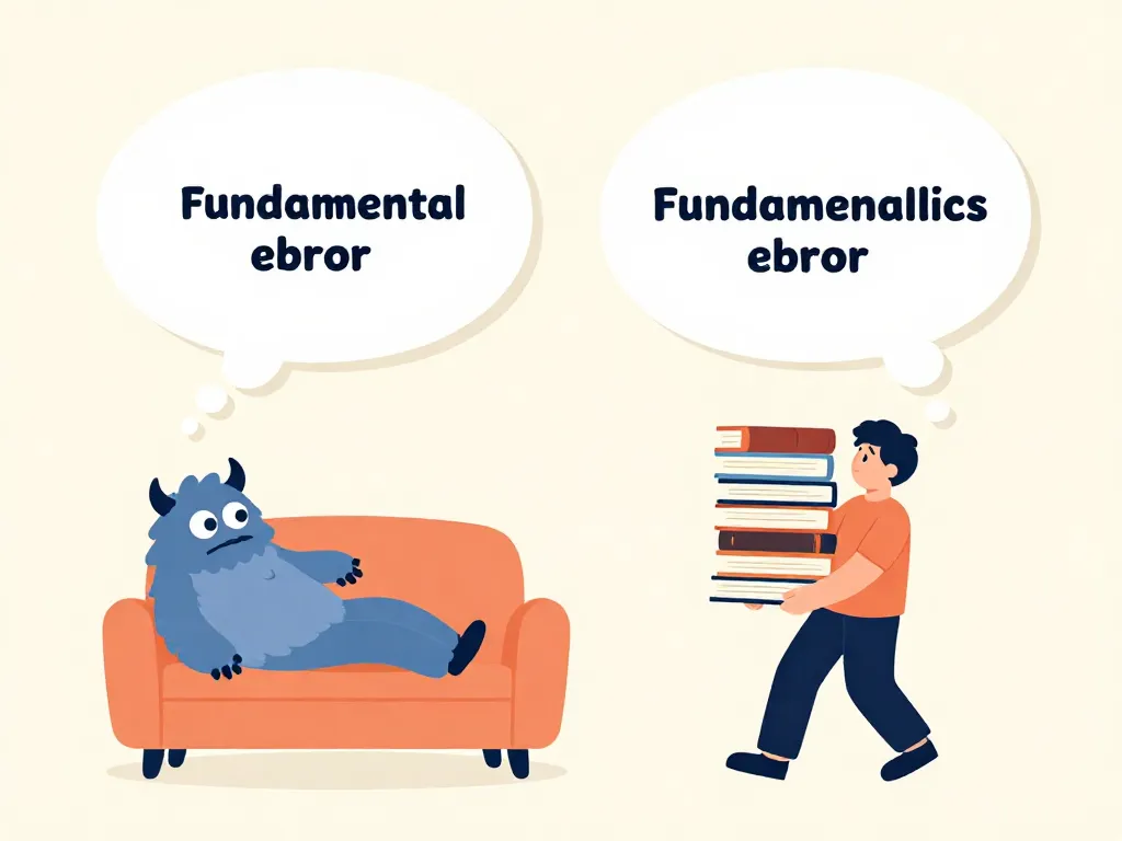 Illustration showing how people judge their roommate's character harshly while excusing their own identical behavior due to circumstances