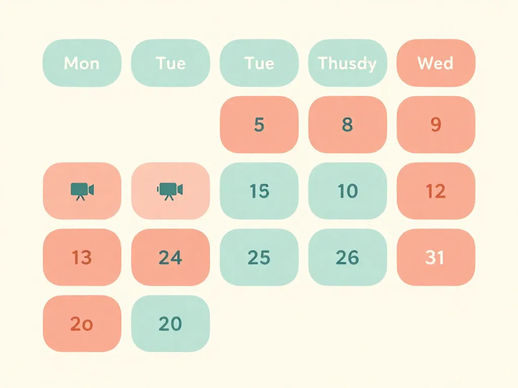 Illustration of a weekly calendar with three days marked for scheduled video calls