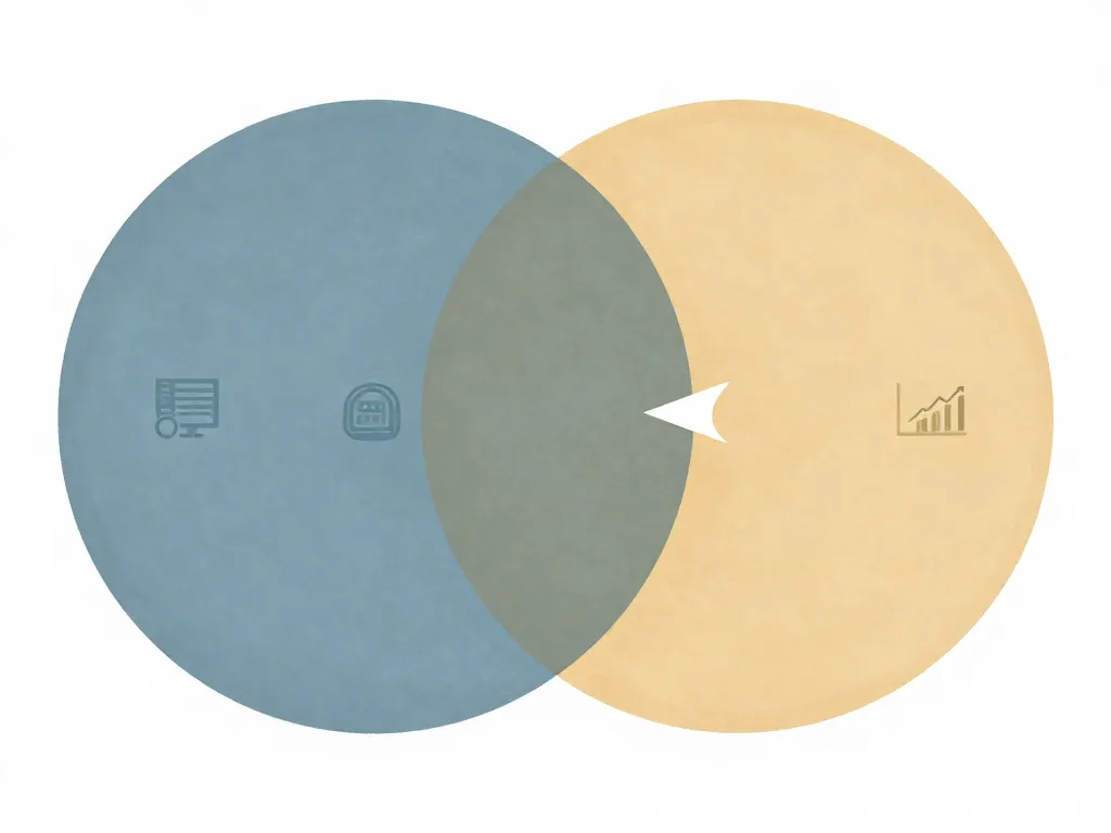 Illustration of two overlapping circles slowly pulling apart, representing cofounders whose shared vision is diverging