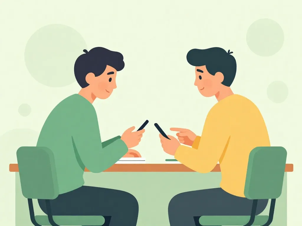 Illustration of two roommates sitting together and collaboratively creating a shared agreement