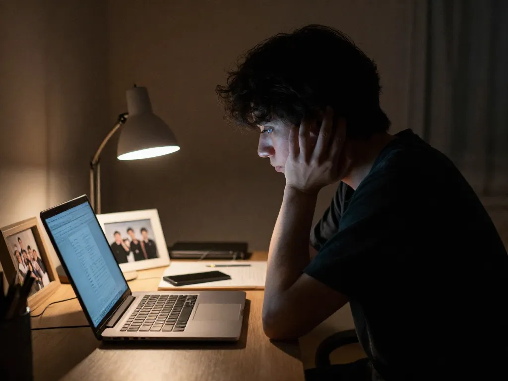 Founder sitting alone at a desk late at night contemplating their decision to leave their startup