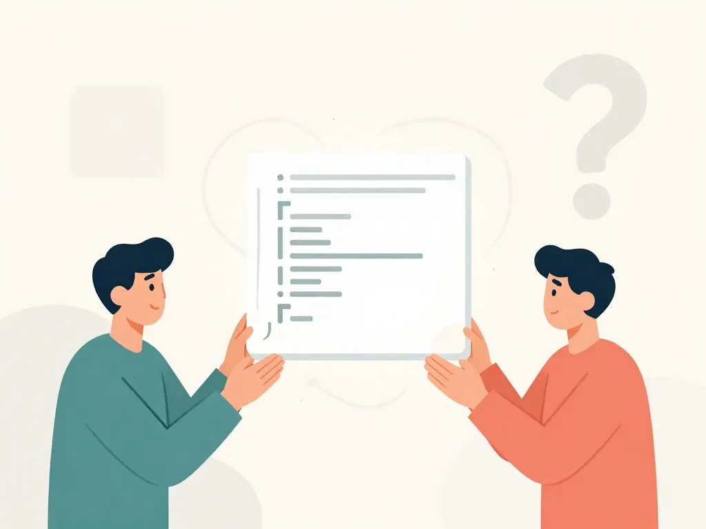 Illustration of two cofounders building code together with an ownership question mark between them