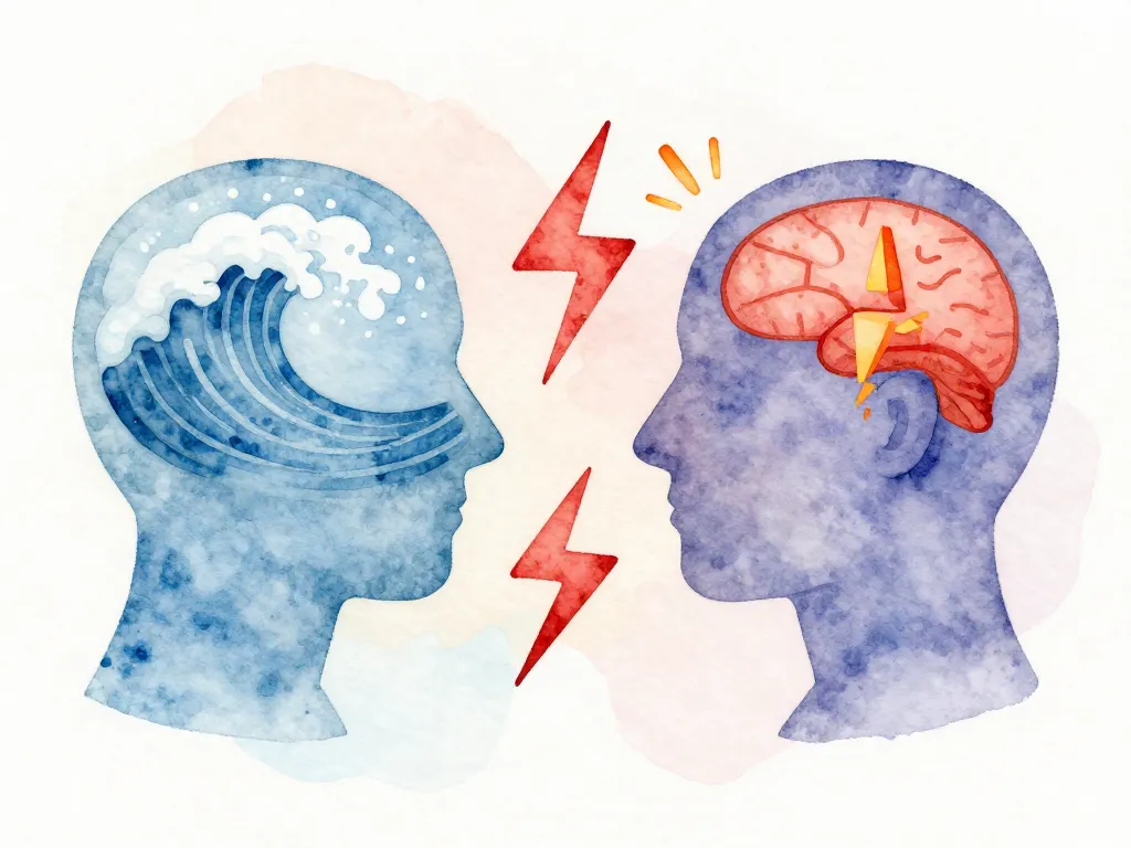 Illustration showing how tone of voice is processed as a threat by the brain's amygdala before words are fully understood