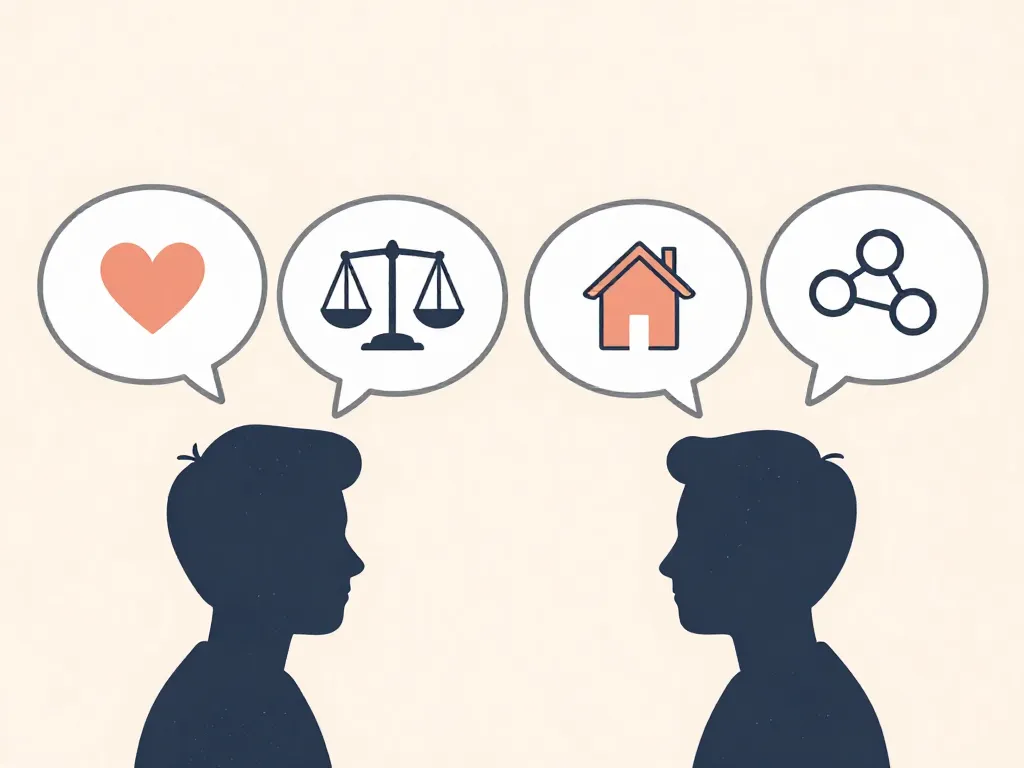 Illustration of two people with thought bubbles showing underlying emotional needs