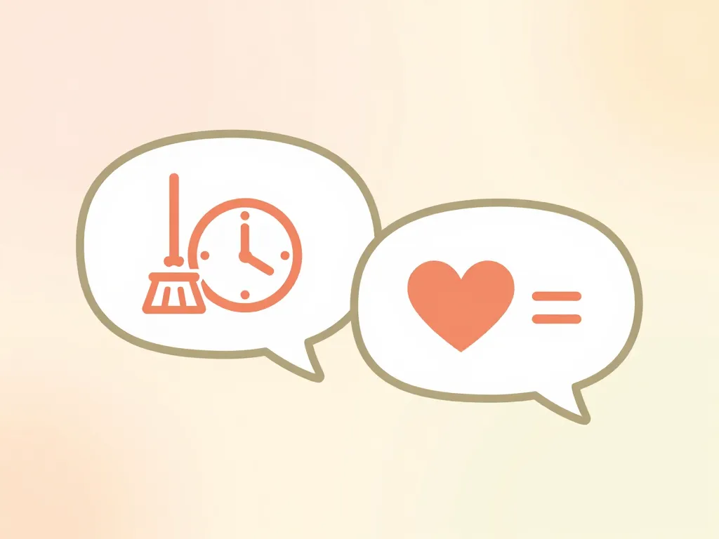 Illustration of two speech bubbles showing that chore conversations are really about emotional needs like respect and fairness