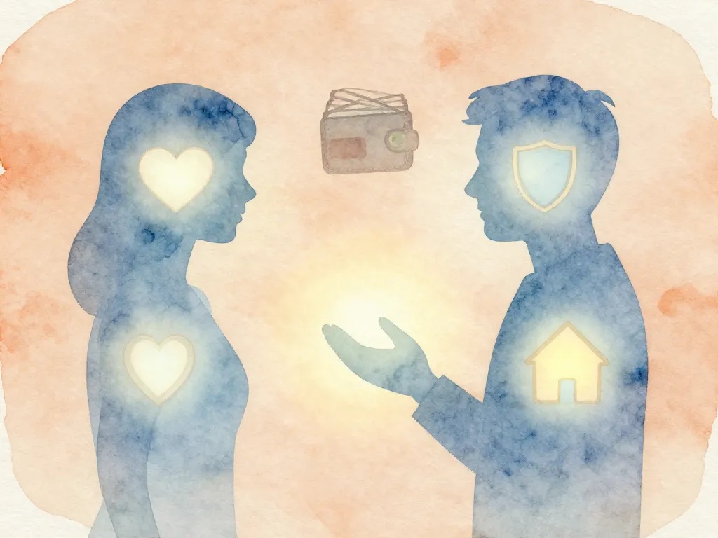 Illustration showing two figures with hidden emotional needs visible beneath the surface of a surface-level argument topic